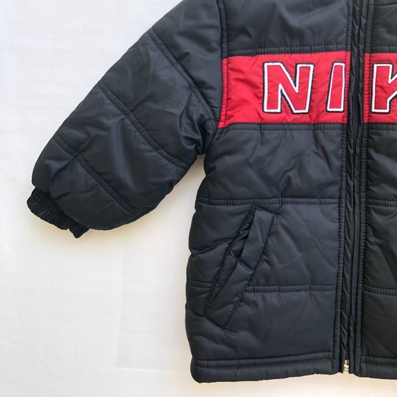 Toddler Boy Nike Puffer Hooded Black Jacket - Picture 2 of 7